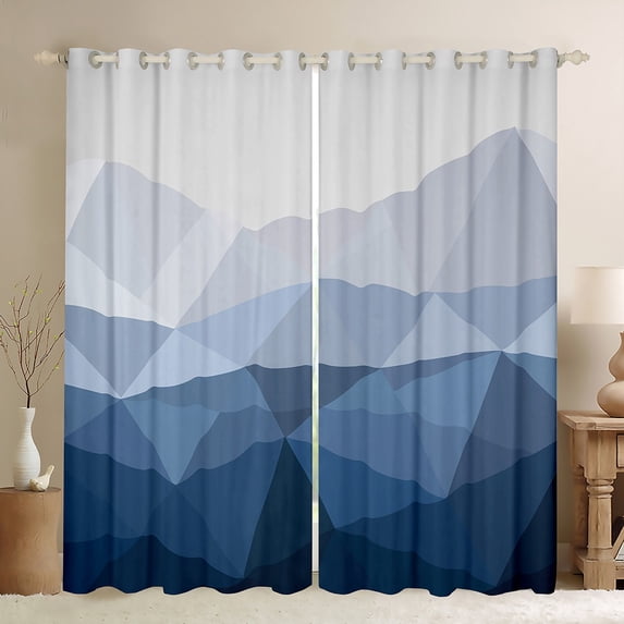 jejeloiu Modern Asbtract Geometric Curtains Pack of 2 (42x84 Each),Minimalsit Style Curtains Blackout,White Blue Ombre Bedroom Curtains For Girls Boys,Microfiber Bedroom Decor