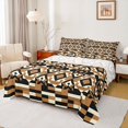thumbnail image 1 of jejeloiu Modern Aztec Bed Sheets,Block Print Full Size Sheets For Boys,Black Tan,4 Pieces,1 Flat Sheet, 1 Fitted Sheet and 2 Pillowcases, 1 of 6