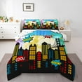 thumbnail image 1 of jejeloiu Modern City Buliding Bedding Comforter Set,Colorful Architecture Twin Comforter Sets,Yellow Blue Black Bedding Set,Luxury Bedroom Decor Reversible,2 Pieces, 1 of 8