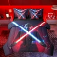thumbnail image 1 of jejeloiu Modern Cool Lightsaber 7-Piece Twin Bedding Sets,Cartoon Light Sword Bedding Comforter Set,Neon Red Blue Sheet Sets For Boys Kids,Breathable Home Decor Reversible, 1 of 8