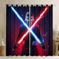 thumbnail image 1 of jejeloiu Modern Cool Lightsaber Black Out Curtains,Cartoon Light Sword Curtains Pack of 2 (42x63 Each),Neon Red Blue Bedroom Curtains For Boys Kids,Breathable Home Decor, 1 of 6