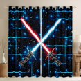 thumbnail image 1 of jejeloiu Modern Cool Lightsaber Blackout Curtains Set of 2 (52x84 Each),Cartoon Light Sword Window Curtains,Blue Black Curtains and Drapes For Boys Kids,Breathable Home Decor, 1 of 6