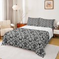 thumbnail image 1 of jejeloiu Modern Damask King Sheets For Men Women,Classic Pattern Bedding,Black Gray,4pcs,1 Flat Sheet, 1 Fitted Sheet and 2 Pillowcases, 1 of 6