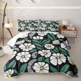 thumbnail image 1 of jejeloiu Modern Floral Twin Quilt Set For Girls,Bold Pattern Twin Coverlet Set,Black White Green,2 Pieces, 1 of 7