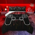 thumbnail image 1 of jejeloiu Modern Gamer Gaming Queen Comforter Set,Cartoon Console Game Bedding Sets,Red Black Bedding Comforter Set For Boys Teens,Ultra Soft Home Decor Reversible,3pcs, 1 of 8