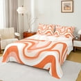 thumbnail image 1 of jejeloiu Modern Geometric Aesthetic Twin Sheet Sets,Stripes Lines Twin Fitted Sheet,Orange White Flat Sheet For Children,Microfiber Bedroom Decor,3 Pieces, 1 of 7