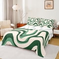 thumbnail image 1 of jejeloiu Modern Geometric Desgin Full Size Sheets,Minimalist Stripes Lines Bed Sheets,Green Beige Sheet Sets For Teens,Luxury Bedroom Decor,4-Piece, 1 of 7