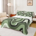 thumbnail image 1 of jejeloiu Modern Geometric Desgin Queen Sheet Sets,Minimalist Stripes Lines Flat Sheet,Green Black Queen Fitted Sheet For Teens,Luxury Bedroom Decor,4pcs, 1 of 7