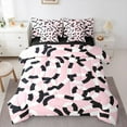 thumbnail image 1 of jejeloiu Modern Geometric Geometric Bedding Comforter Set 7pcs,Minimalist Stripes Lines Queen Bedding Sets,Pink Black White Queen Sheet Sets For Teens,Luxury Bedroom Decor Reversible, 1 of 8