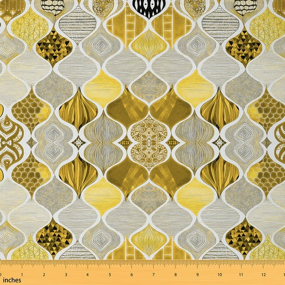 jejeloiu Modern Geometric Geometric Fabric by the Yard 2 Yards,Stripes Lines Room Decor Fabric by the Yard,Yellow Minimalist Geometric Fabric for Sewing For Teens,Luxury Bedroom Decor
