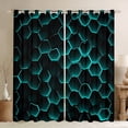 thumbnail image 1 of jejeloiu Modern Geometric Honeycomb Curtains Pack of 2 (42x84 Each),Abstract 3D Hexagon Curtains Blackout,Teal Black Bedroom Curtains For Boys Kids,Breathable Home Decor, 1 of 6