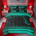 thumbnail image 1 of jejeloiu Modern Geometric Lines 7pcs Bedding Comforter Set For Kids,Teal Neon Lightning Queen Bedding Sets For Boys,Reversible, 1 of 7