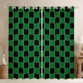 thumbnail image 1 of jejeloiu Modern Geometric Plaid Curtains Pack of 2 (42x84 Each),Retro Grid Pattern Curtains Blackout,Green Black Bedroom Curtains For Girls Boys,Super Cozy Room Decor, 1 of 6