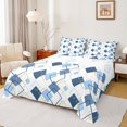 thumbnail image 1 of jejeloiu Modern Geometric Rhombus Twin Sheet Sets,White Blue Bedding For Girls Boys 3 Pieces, 1 of 7