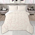 thumbnail image 1 of jejeloiu Modern Geometric Stripe Full Size Comforter Sets,Pink Beige Bedding Sets For Girls Kids Reversible 3-Piece, 1 of 8