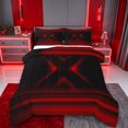 thumbnail image 1 of jejeloiu Modern Geometric X Pattern Queen Comforter Set For Boys,Neon Red Black Bedding Comforter Set For Kids,Reversible,3pcs, 1 of 8