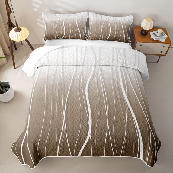 jejeloiu Modern Gradient Geometric Quilt Full For Girls,Abstract Stripe Full Bedspread Sets For Kids,3-Piece