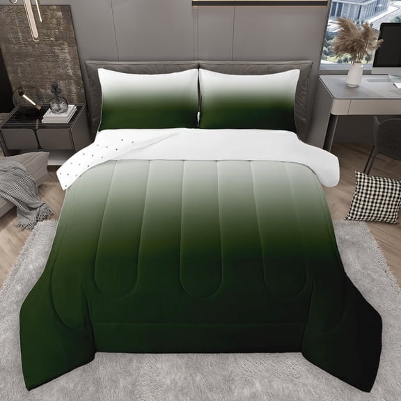 jejeloiu Modern Minimalist Style Bedding Comforter Set,Abstract Geometric Twin Comforter Sets,Gradient Green White Bedding Set For Men Women,Super Cozy Room Decor Reversible,2-Piece