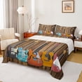 thumbnail image 1 of jejeloiu Modern Music Guitar Twin Sheet Sets,Old Wooden Plank Bedding For Adults 3 Pieces, 1 of 7
