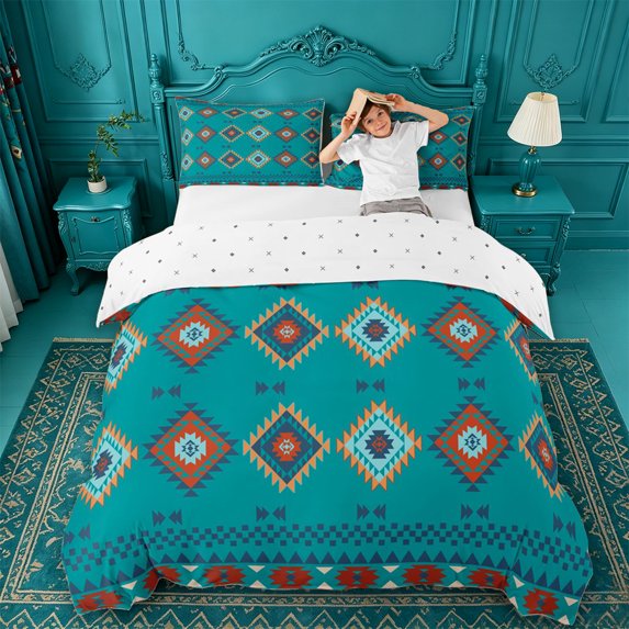 jejeloiu Monochrome Tribal Bedding,Modern Print Duvet Cover Full For Boys,Reversible,3 Pieces,1 Duvet Cover and 2 Pillowcases