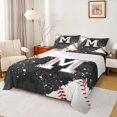thumbnail image 1 of jejeloiu Monogram M Full 4-Piece Microfiber Black Ink Baseball Sheet Set, 1 of 7