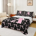 thumbnail image 1 of jejeloiu Monogrammed A Twin Sheet Sets,Cute Bow Bowtie Twin Fitted Sheet,Pink Black Flat Sheet,Microfiber Room Decorative,3-Piece, 1 of 7