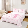 thumbnail image 1 of jejeloiu Monogrammed A Twin Sheet Sets,Cute Bow Bowtie Dinosaur Twin Fitted Sheet,Pink White Flat Sheet,Microfiber Room Decorative,3 Pieces, 1 of 7