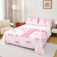 thumbnail image 1 of jejeloiu Monogrammed I Twin Sheet Sets,Cute Bowknot Bowtie Twin Fitted Sheet,Light Pink Flat Sheet,Microfiber Room Decorative,3 Pieces, 1 of 7