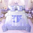 thumbnail image 1 of jejeloiu Monogrammed J Letter 7 Pieces Bedding Comforter Set,Kawaii Bowtie Bow Full Bedding Set For Bowknot Girl Reversible, 1 of 8