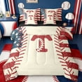 thumbnail image 1 of jejeloiu Monogrammed T Letter 7 Pieces Bedding Comforter Set,Cartoon Baseball Print Full Bedding Set For Boys Men Reversible, 1 of 8