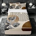 thumbnail image 1 of jejeloiu Moody Abstract Zipper Twin Comforter Sets with Fitted Sheet and 2 Pillowcases For Men Women,Monochrome Print Zipper Bedding Set,Brown Gray,Reversible,4 Pieces, 1 of 7