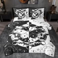 thumbnail image 1 of jejeloiu Moth 7 Pieces Bedding Comforter Set,Gothic Theme Full Bedding Set,White Black Fitted Sheet Flat Sheet For Boys Kids,Ultra Soft Home Decor Reversible, 1 of 8