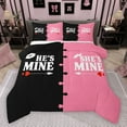 thumbnail image 1 of jejeloiu Mr And Mrs Queen Comforter Set,Couple Gifts Bedding Sets,Pink Black Bedding Comforter Set For Men Women,Super Cozy Room Decor Reversible,3pcs, 1 of 8