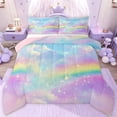 thumbnail image 1 of jejeloiu Multicolor Gradient Rainbow Queen Comforter Set,Galaxy Sky Clouds Bedding Comforter Set For Kids Reversible 3 Pieces, 1 of 8