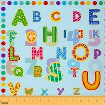 jejeloiu Multicolor Number Desgin Fabric by the Yard 1 Yard,Colored Letters Home Decor Fabric by the Yard,Green Blue Alphabet Sewing Fabric For Teens,Luxury Bedroom Decor