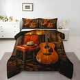 thumbnail image 1 of jejeloiu Music Instrument Guitar Bedding Comforter Set,Red Chair Hat Twin Comforter Sets,Retro Wooden Cabin Bedding Set For Men Women,Microfiber Bedroom Decor Reversible,2-Piece, 1 of 7