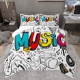 thumbnail image 1 of jejeloiu Music Theme Bedding Comforter Set,Colorful Hippie Graffiti Twin Comforter Sets,Musical Instruments Pattern Bedding Set For Kids,Ultra Soft Home Decor,2-Piece, 1 of 8