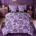 thumbnail image 1 of jejeloiu Mystic Paisley 7pcs Queen Bedding For Men Women,Bold Print Bedding Comforter Set Queen,Purple Black,Black Reversible, 1 of 7