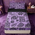 thumbnail image 1 of jejeloiu Mystic Paisley Zipper Twin Comforter Sets with Fitted Sheet and 2 Pillowcases For Men Women,Bold Print Zipper Bedding Set,Purple Black,Black Reversible,4-Piece, 1 of 7