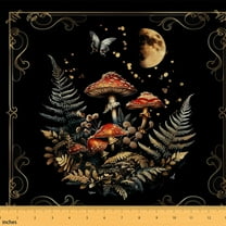 jejeloiu Natural Botanical Mushroom Fabric by the Yard 1 Yard,Country Farmhouse Cabin Home Decor Fabric by the Yard,Butterfly Moon Stars Sewing Fabric For Children,Breathable Home Decor