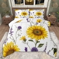 thumbnail image 1 of jejeloiu Natural Plant Sunflowers Full Size Comforter Sets,Purple Lavender Bedding Sets For Girl Teens 3pcs, 1 of 8