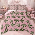 thumbnail image 1 of jejeloiu Nature Botanical Leaf Twin Comforter Sets,Pink Green Bedding Set For Girls Teens Reversible 2pcs, 1 of 8