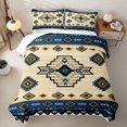 thumbnail image 1 of jejeloiu Nautical Tribal Bed Spread Queen,Rustic Western Aztec Queen Coverlet Set For Boys,Blue Beige,3pcs, 1 of 7