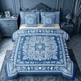 thumbnail image 1 of jejeloiu Nautical Vintage Floral 7pcs Queen Bedding For Men Women,Paisley Print Bedding Comforter Set Queen,Blue White,Light Gray Reversible, 1 of 7