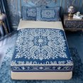 thumbnail image 1 of jejeloiu Nautical Vintage Floral Zipper Twin Comforter Sets with Fitted Sheet and 2 Pillowcases For Men Women,Paisley Print Zipper Bedding Set,Blue White,Light Gray Reversible,4-Piece, 1 of 7