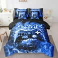 thumbnail image 1 of jejeloiu Neon Gamepad Bedding Comforter Set 7-Piece,Modern Game Console King Bedding Sets,Blue Gaming Bed Sheets For Boys Kids,Super Cozy Bedroom Decor Reversible, 1 of 8