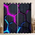 thumbnail image 1 of jejeloiu Neon Geometric Honeycomb Blackout Curtains Set of 2 (52x84 Each),Modern Abstract Art Window Curtains,Purple Blue Black Curtains and Drapes For Boys,Super Cozy Room Decor, 1 of 6