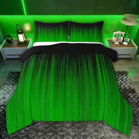 jejeloiu Neon Geometric Stripe Twin Comforter Sets,Green Lines Bedding Set For Adults Reversible 2pcs