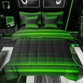 thumbnail image 1 of jejeloiu Neon Vintage Lines 7 Pieces Bedding Comforter Set,Geometric Striped Print Full Bedding Set,Green Black Fitted Sheet Flat Sheet For Teens,Breathable Home Decor Reversible, 1 of 8