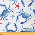thumbnail image 1 of jejeloiu Ocean Crab Starfish Fabric by the Yard 1 Yard,Sea Aniaml Home Decor Fabric by the Yard,Blue Red White Sewing Fabric For Boys Kids,Microfiber Bedroom Decor, 1 of 6